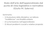Stato dellarte dellapprendistato dal punto di vista legislativo e normativo (Giulio M. Salerno) Sommario: -1) Evoluzione della disciplina: un istituto.