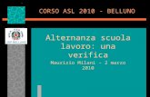 CORSO ASL 2010 - BELLUNO Alternanza scuola lavoro: una verifica Maurizio Milani – 2 marzo 2010.