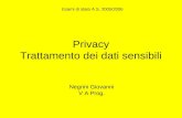 Privacy Trattamento dei dati sensibili Negrini Giovanni V A Prog. Esami di stato A.S. 2005/2006.