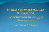 1 Corso di Psicologia Dinamica : Le relazioni in gruppo – Dott. Daniele Bisagni.