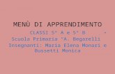 MENÙ DI APPRENDIMENTO CLASSI 5° A e 5° B Scuola Primaria A. Begarelli Insegnanti: Maria Elena Monari e Bussetti Monica.