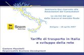 Tariffe di trasporto in Italia e sviluppo della rete Gaetano Mazzitelli Responsabile Business Development Seminario Gas riservato alle Associazioni dei.