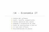 14 - Economia IT Valore del software Costi, tariffe, produttività Catene operative del valore Domanda e esternalità di rete Costi di sostituzione e lock-in.