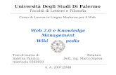 Web 2.0 e Knowledge Management Wiki e Wikipedia Università Degli Studi Di Palermo Facoltà di Lettere e Filosofia Corso di Laurea in Lingue Moderne per.