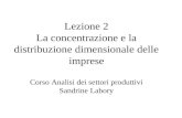 Lezione 2 La concentrazione e la distribuzione dimensionale delle imprese Corso Analisi dei settori produttivi Sandrine Labory.