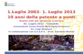 1.Luglio 2003- 1. Luglio 2013 10 anni della patente a punti Analisi dati del decennio a Verona 01. Luglio 2013 – Comando Comandante Corpo Polizia Municipale.