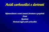 Acidi carbossilici e derivati Nomenclatura e nomi comuni Struttura e proprietà FontiReazioni Derivati degli acidi carbossilici.