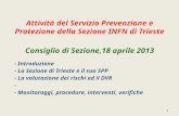 Attività del Servizio Prevenzione e Protezione della Sezione INFN di Trieste Consiglio di Sezione,18 aprile 2013 - Introduzione - La Sezione di Trieste.