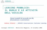 LEASING PUBBLICO: IL RUOLO E LE ATTIVITÀ DELLASSILEA Nuovi modelli di accordo tra PA, finanziatore e costruttore Convegno VENETOIUS – Montecchio Maggiore,