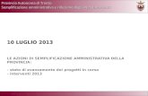 Provincia Autonoma di Trento Semplificazione amministrativa e riduzione degli oneri burocratici 10 LUGLIO 2013 LE AZIONI DI SEMPLIFICAZIONE AMMINISTRATIVA.