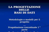 LA PROGETTAZIONE DELLE BASI DI DATI Metodologie e modelli per il progetto __ Progettazione concettuale 1^ parte Realizzato da Roberto Savino.