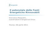 Il potenziale delle Fonti Energetiche Rinnovabili Francesco Pasqualin, Coordinatore EnergoClub Onlus Treviso, 08 aprile 2011.