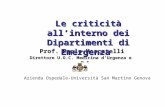 Prof. Paolo Moscatelli Direttore U.O.C. Medicina dUrgenza e P.S Azienda Ospedale-Università San Martino Genova Le criticità allinterno dei Dipartimenti.
