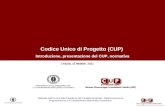 Codice Unico di Progetto (CUP) Introduzione, presentazione del CUP, normativa L'Aquila, 15 febbraio 2011 L'Aquila, 15 febbraio 2011 Materiale edito a cura.