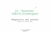 A cura di VALERIO FEDERICO Mappatura del potere Milano, 18 aprile 2011 Il Governo CDO/CL/Formigoni.