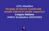 UTS Alba/Bra Gruppo di lavoro continuità medie inferiori/ medie superiori Lingua italiana ANNO Scolastico 2002/2003.