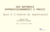 1 Roma, 29 gennaio 2009 GAS NATURALE APPROVVIGIONAMENTI E PREZZI Qual è lordine di importanza? Bruno Tani Presidente Anigas.