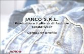 JANCO S.R.L. Produttore italiano di fashion casualwear Company profile.