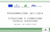 PROGRAMMAZIONE 2011/2014 ISTRUZIONE E FORMAZIONE TECNICA SUPERIORE Milano, 26 LUGLIO 2011.