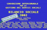 BILANCIO SOCIALE 2002 Comune capofila Vimercate CONVENZIONE INTERCOMUNALE PER LA GESTIONE DEI SERVIZI SOCIALI Agrate Aicurzio Arcore Basiano Bellusco Bernareggio.