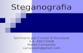 Steganografia Seminario per il corso di Sicurezza A.A. 2007/2008 Mattia Camporesi camporem@gmail.com.