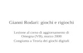 Gianni Rodari: giochi e rigiochi Lezione al corso di aggiornamento di Omegna (VB), marzo 2000 Congiunta a Teoria dei giochi digitali.