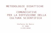 METODOLOGIE DIDATTICHE E COMUNICATIVE PER LA DIFFUSIONE DELLA CULTURA SCIENTIFICA Stefania De Marco II SANU 11/05/2010.