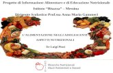 LALIMENTAZIONE NEGLI ADOLESCENTI ASPETTI NUTRIZIONALI Progetto di Informazione Alimentare e di Educazione Nutrizionale Istituto Bisazza – Messina Dirigente.