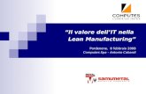 Il valore dellIT nella Lean Manufacturing Pordenone, 8 febbraio 2008 Computes Spa - Antonio Cabardi.