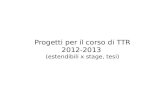 Progetti per il corso di TTR 2012-2013 (estendibili x stage, tesi)