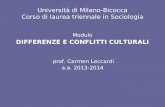 Università di Milano-Bicocca Corso di laurea triennale in Sociologia Modulo DIFFERENZE E CONFLITTI CULTURALI prof. Carmen Leccardi a.a. 2013-2014.
