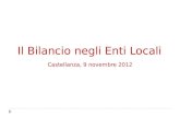 Il Bilancio negli Enti Locali Castellanza, 9 novembre 2012.