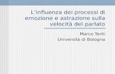 Linfluenza dei processi di emozione e astrazione sulla velocità del parlato Marco Tonti Università di Bologna.