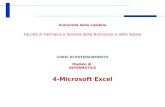 Università della Calabria Facoltà di Farmacia e Scienze della Nutrizione e della Salute CORSI DI POTENZIAMENTO Modulo di INFORMATICA 4-Microsoft Excel.