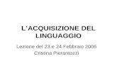 LACQUISIZIONE DEL LINGUAGGIO Lezione del 23 e 24 Febbraio 2006 Cristina Pierantozzi.