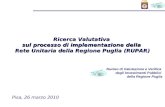 Ricerca Valutativa sul processo di implementazione della Rete Unitaria della Regione Puglia (RUPAR) Pisa, 26 marzo 2010 Nucleo di Valutazione e Verifica.