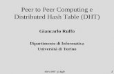 1 P2P e DHT - G. Ruffo Peer to Peer Computing e Distributed Hash Table (DHT) Giancarlo Ruffo Dipartimento di Informatica Università di Torino.
