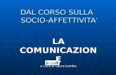 DAL CORSO SULLA SOCIO-AFFETTIVITA DAL CORSO SULLA SOCIO-AFFETTIVITA LA COMUNICAZIONE a cura di Laura Lembo.