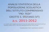 ANALISI STATISTICA DELLA POPOLAZIONE SCOLASTICA DELLISTITUTO COMPRENSIVO PIO FEDI GROTTE S. STEFANO (VT) a.s. 2011-2012 ELABORAZIONE PROF. GIANFRANCO MEZZETTI.