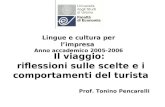 Il viaggio: riflessioni sulle scelte e i comportamenti del turista Prof. Tonino Pencarelli Lingue e cultura per limpresa Anno accademico 2005-2006.