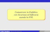 Public Speaking FORMATORE RM BORRO Milano 18 - 21 Marzo 2004 Comunicare in Pubblico con Sicurezza ed Efficacia usando la PNL Comunicare in Pubblico con.