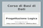 Corso di Basi di Dati Progettazione Logica Home page del corso: difelice/dbsi