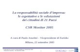 CORPORATE SOCIAL RESPONSIBILITY MONITOR 2005 - Seminario Eurisko – 22 settembre 2005 1 La responsabilità sociale dimpresa: le aspettative e le valutazioni.