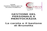 GESTIONE DEL PERSONALE E MERITOCRAZIA La carota e il bastone di Brunetta CESP Centro Studi per la Scuola Pubblica.