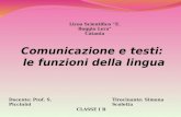 Comunicazione e testi: le funzioni della lingua Liceo Scientifico E. Boggio Lera Catania CLASSE I B Docente: Prof. S. PiccininiTirocinante: Simona Scoletta.