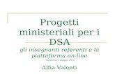 Progetti ministeriali per i DSA gli insegnanti referenti e la piattaforma on-line Alfia Valenti Mantova 12 maggio 2010.