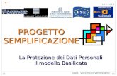 1 La Protezione dei Dati Personali Il modello Basilicata dott. Vincenzo Veneziano PROGETTO SEMPLIFICAZIONE.