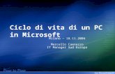 Ciclo di vita di un PC in Microsoft Milano – 18.11.2004 Marcello Caenazzo IT Manager Sud Europa.