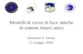 Modelli di curve di luce ottiche di sistemi binari attivi Antonino F. Lanza 11 maggio 2004.