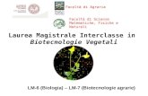 Facoltà di Scienze Matematiche, Fisiche e Naturali Laurea Magistrale Interclasse in Biotecnologie Vegetali Facoltà di Agraria LM-6 (Biologia) – LM-7 (Biotecnologie.